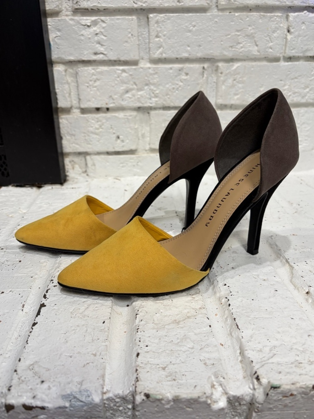 Chinese Laundry Two-Tone Mustard and Brown D'Orsay Pumps